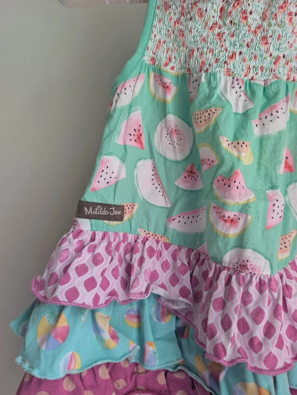 Matilda Jane Slice of Life Watermelon Bubble Romper Smocked Bodice Size 18-24 Mo